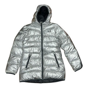 Under Armour Jacket Silver Cold Gear Puffer Coat Size Large